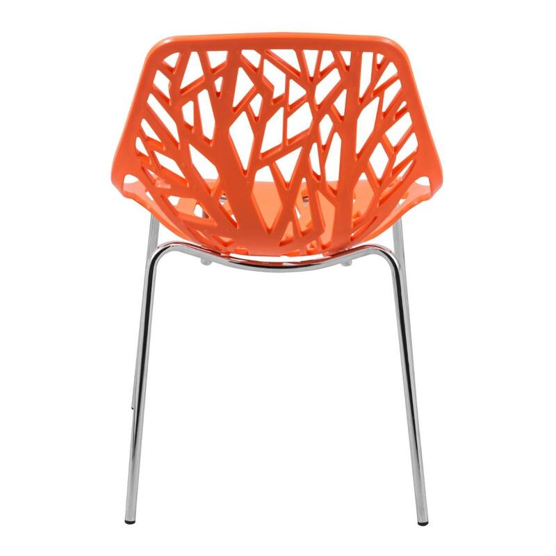Asbury Stackable Dining Chair with Chrome Legs Side Chair with Modern Cut-Out Design Backrest