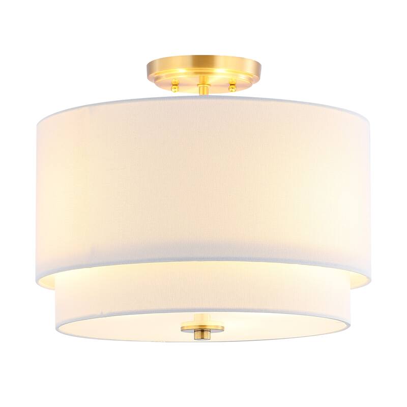 SAFAVIEH Lighting Stacia Flush Mount - 16" W x 10" D x 16" H - Gold Base/White - 16Wx10Dx16H