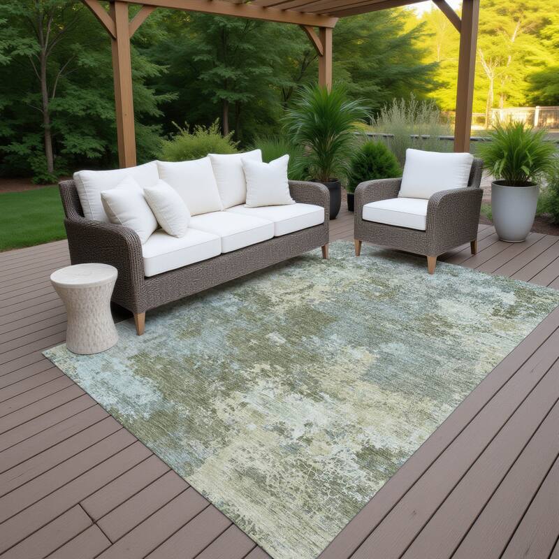 Machine Washable Indoor/ Outdoor Chic Modern Chantille Rug