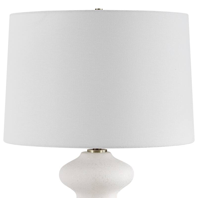 Porcelain Table Lamp with Round Shade - 26.25" - White and Brass