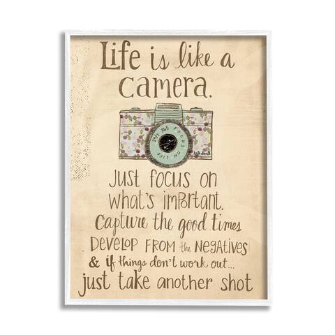 Life is Like a Camera Inspirational Framed Wall Art