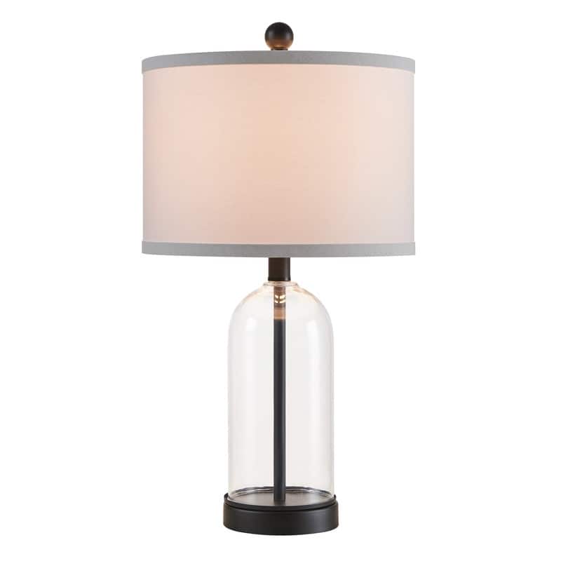 KAWOTI 22 inch Modern Clear Glass Bedside Table Lamp Set (set of 2) - W 12" * H 22"
