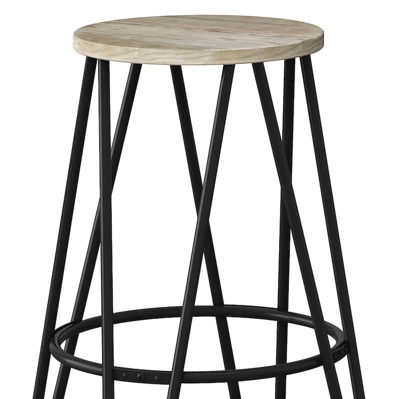 WYNDENHALL Kendall Industrial Metal 26 inch Metal Counter Height Stool with Wood Seat (Set of 2) - 15.7" x 15.7" x 26"