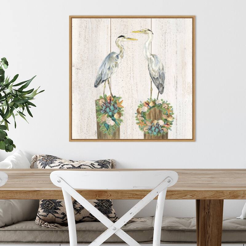 Christmas on the Coast Aqua I by Tara Reed Canvas Art Framed - 22 x 22 in