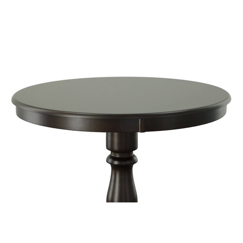 Carved Round Pedestal Bar Table - 36" - Espresso Brown