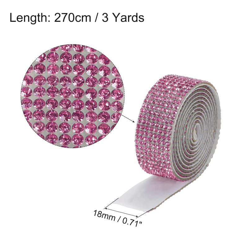 3Roll 3 Yards 8mm Diamond Ribbon White - Dark Pink - 18mm