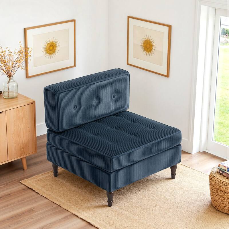 32.57" W Upholstered Corduroy Armless Accent Chair