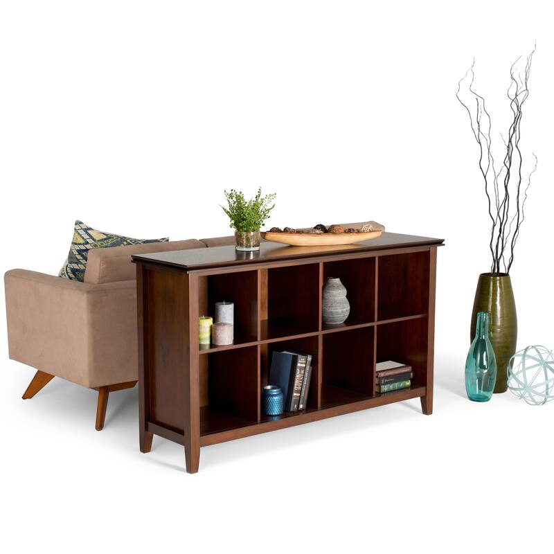 WYNDENHALL Stratford SOLID WOOD 57 inch Wide Transitional 8 Cube Storage Sofa Table - 57 inches wide