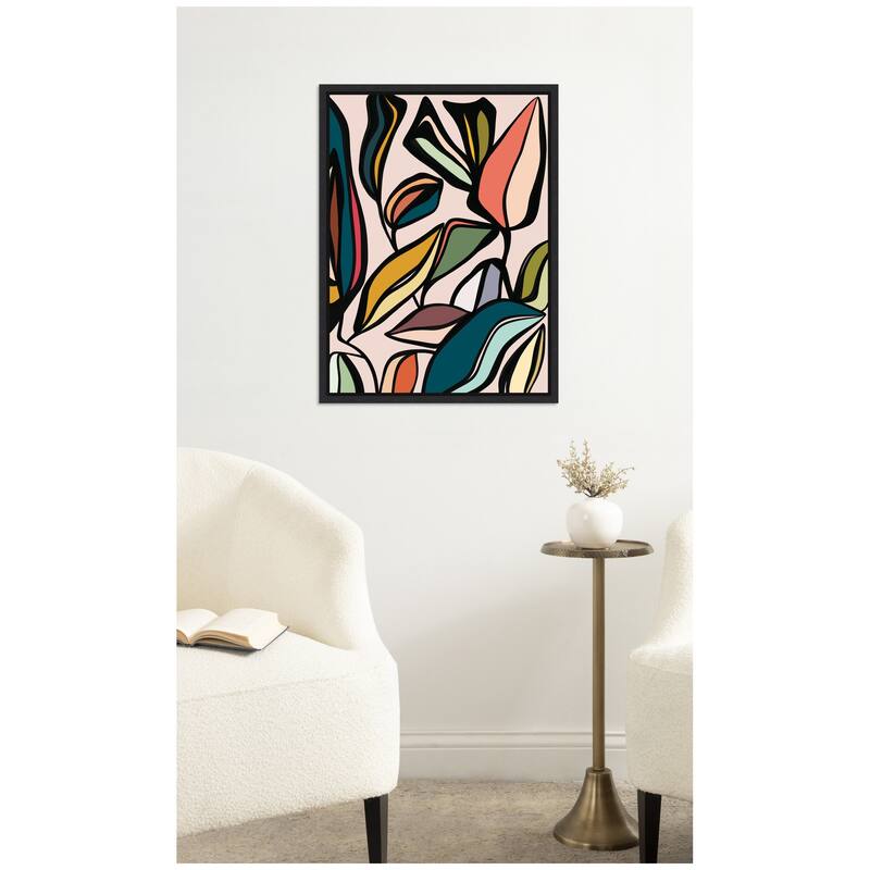 Kate and Laurel Fanciful Ficus Expansion by Alicia Bock Framed Canvas Wall Art Print