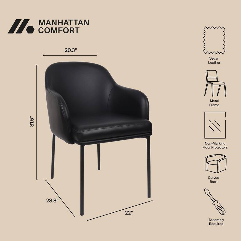 Manhattan Comfort Loft Vegan Leather Metal Armchair - Set of 2