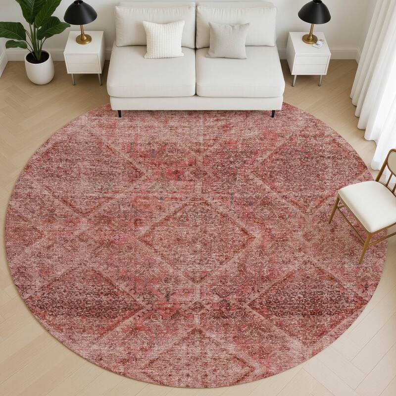 Premium Washable Super Soft Boho Moroccan Mayfield Rug - Pink - 8' x 8'