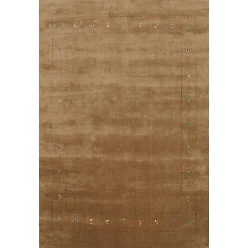 Hand Knotted Oriental 100% Wool Carpet Tribal Animal Pictorial Brown Gabbeh Area Rug - 10' 7'' X 8' 2''
