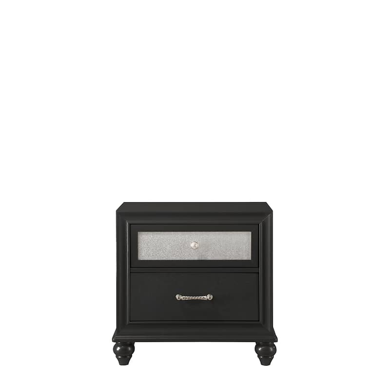 Susy Black Velvet Upholstered Tufted Panel Bed