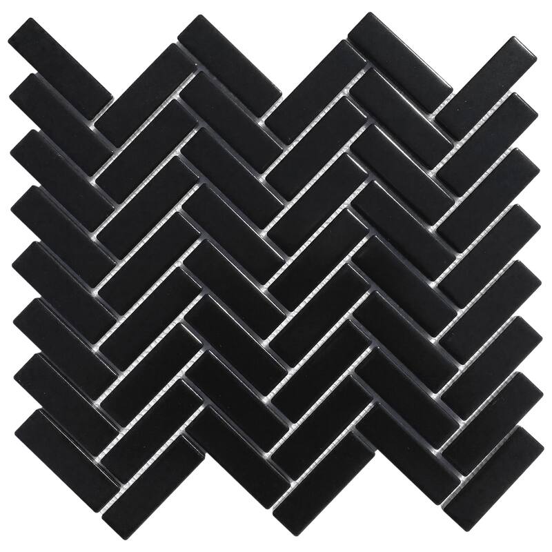 Rivonia Herringbone Matt Mosaic Tile - 5 Sheets (4.70 sf) - Black