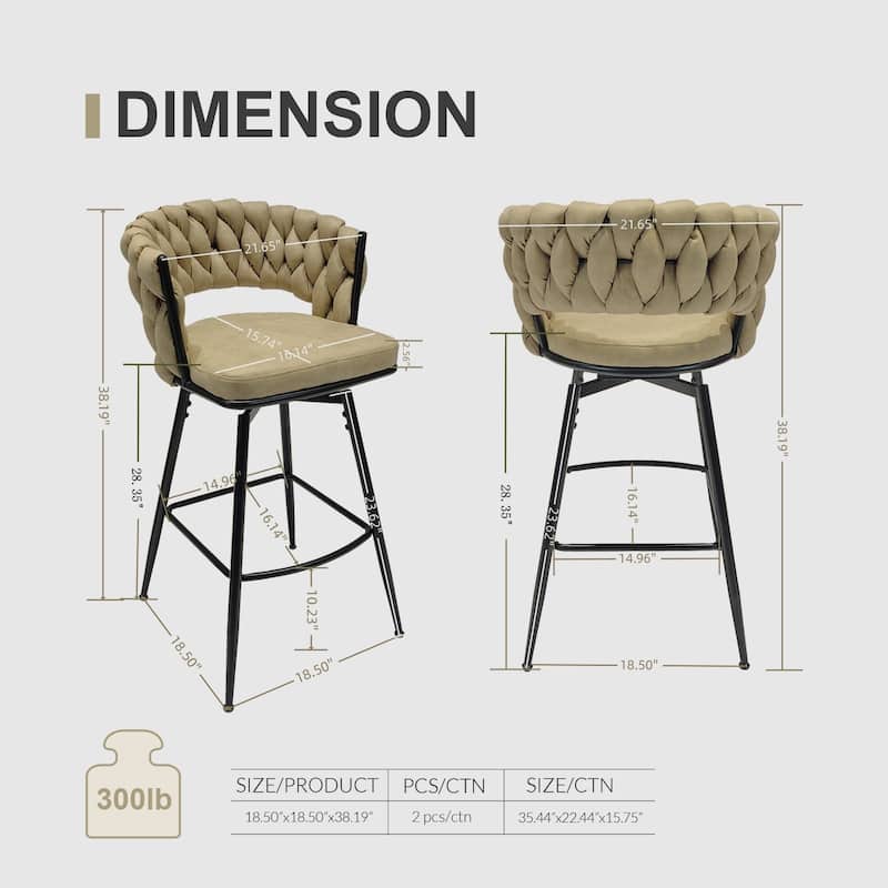 Upholstered Counter Stool Arm Chairs Set of 2