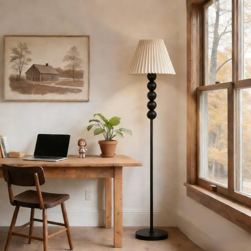 5 Bead Floor Lamp with Pleated Shade - 65 inch