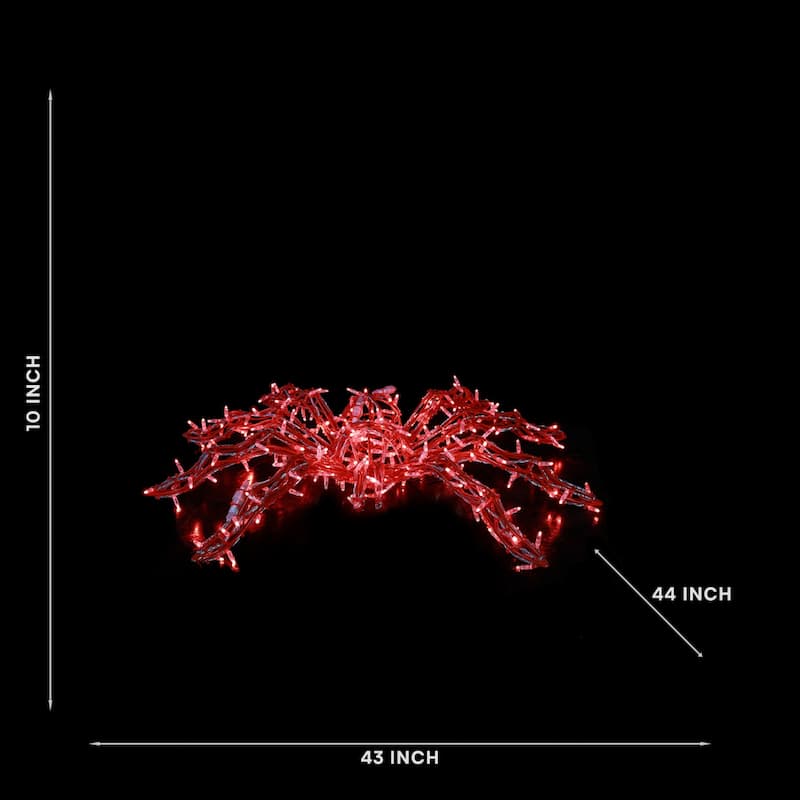 LED Lighted Aluminum Spider Outdoor Halloween Statue - 44" - Red