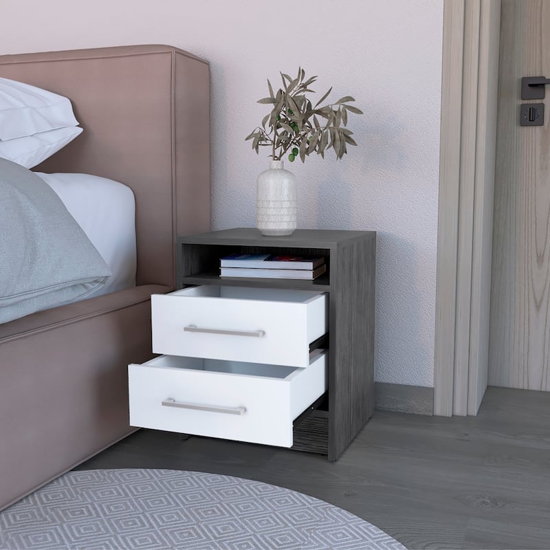 Nightstand Cartiz,Two Drawers，for Living Room,and Dining Room