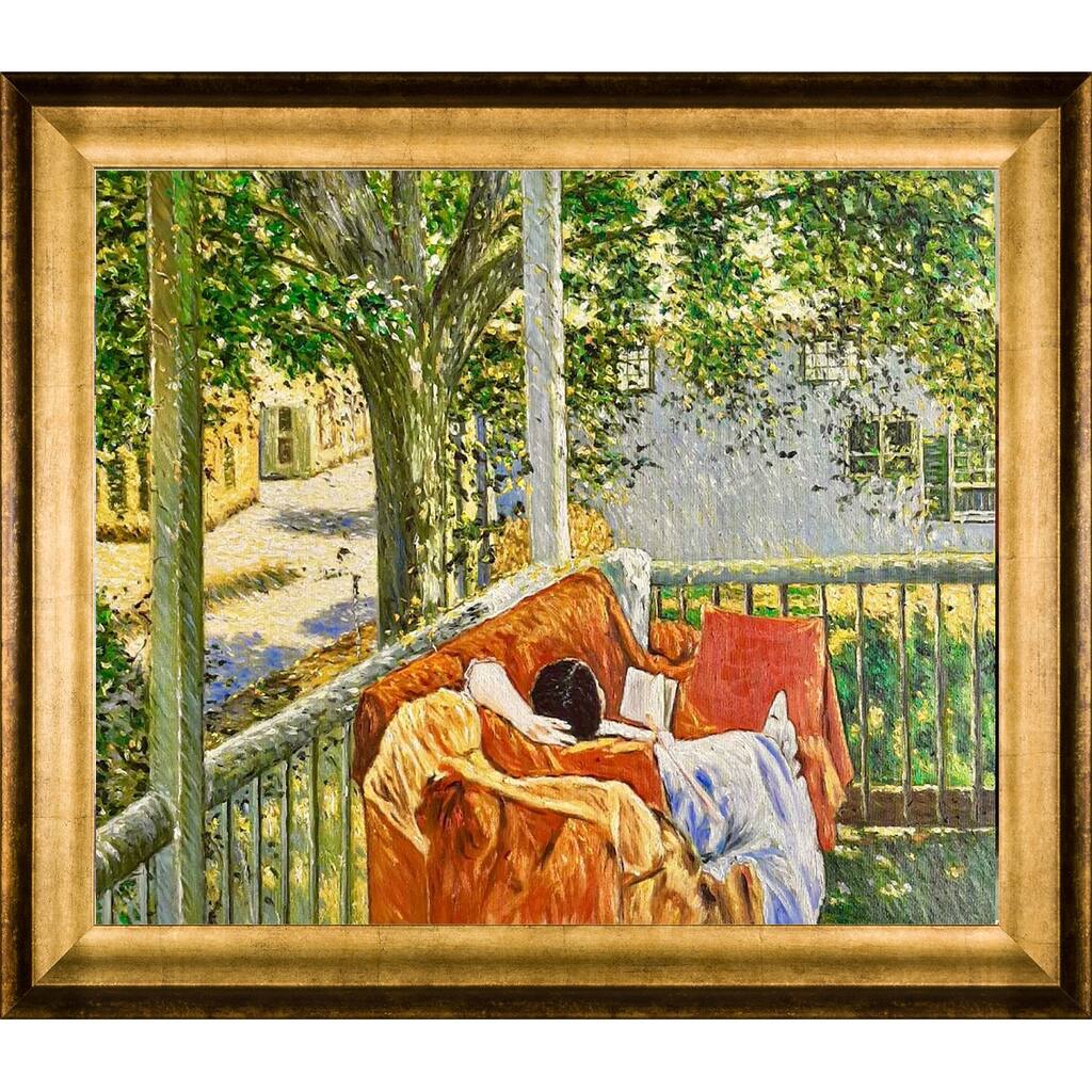 La Pastiche Couch on the Porch, Cos Cob with Athenian Gold Frame, 25" x 29"
