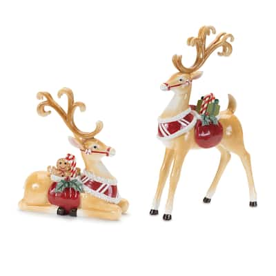 Holiday Reindeer Figurine (Set of 2) - N/A