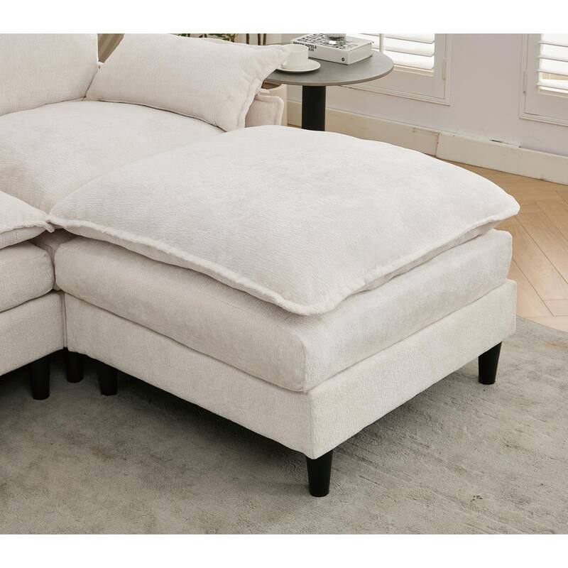 6 Seater Modular U Shaped Sectional Sofa Couch with Two Ottoman
