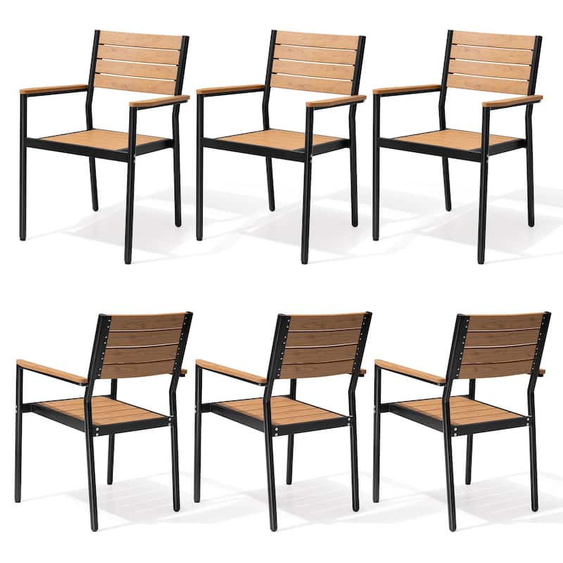 Outdoor Patio Dining Chairs Modern Aluminum Stackable Armchairs - See Picture