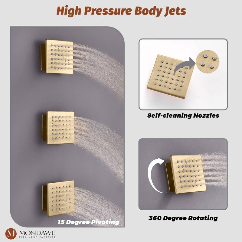 20 Inch 3 Functions Flush Ceiling Mounted Thermostatic Shower System