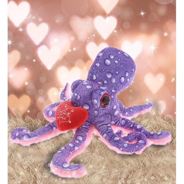 DolliBu I LOVE YOU Wild Collection Plush Purple Octopus with Red