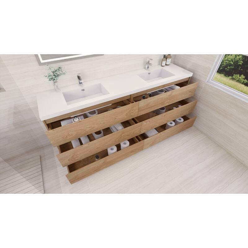 Aron 84'' Freestanding Vanity with Double Reinforced Acrylic Sink