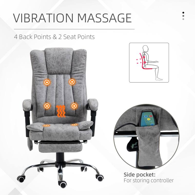 Vinsetto Massage Office Chair with 6 Points, Heated High Back Recliner with Adjustable Height, Swivel Wheels