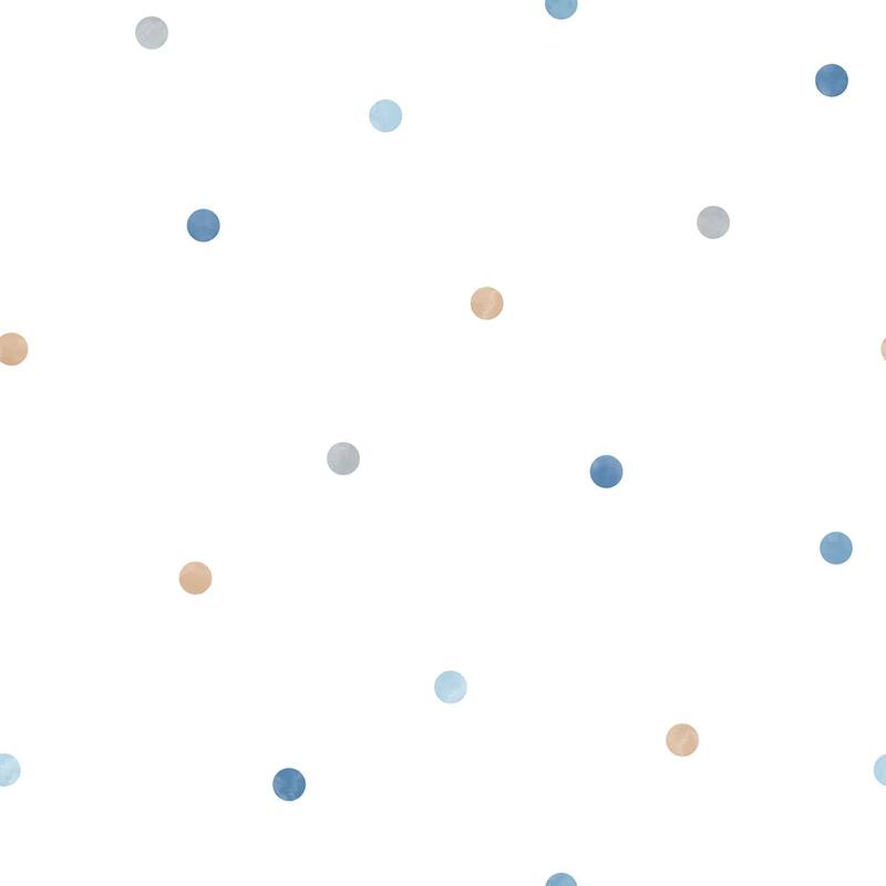 Galerie Wallcoverings Just 4 Kids 2 Small Polka Dots Non-woven Matte Wallpaper Roll - 33 feet x 21 inches - Blue
