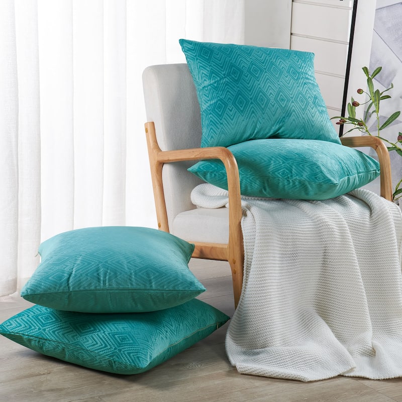 Tonopah Ikat Velvet Throw Pillow Cover Set, NO INSERT - 20" x 20" - Storm Blue