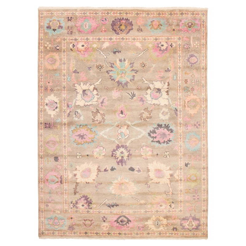 ECARPETGALLERY Hand-knotted Modern Oushak Taupe Wool Rug - 8'11 x 12'1 - Taupe - 8'11 x 12'1