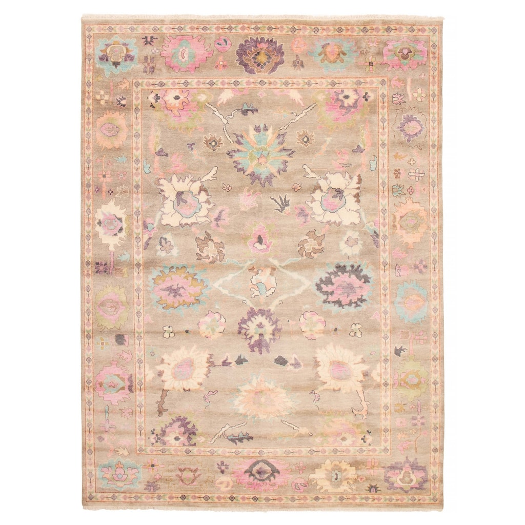 ECARPETGALLERY Hand-knotted Modern Oushak Taupe Wool Rug - 8'11 x 12'1
