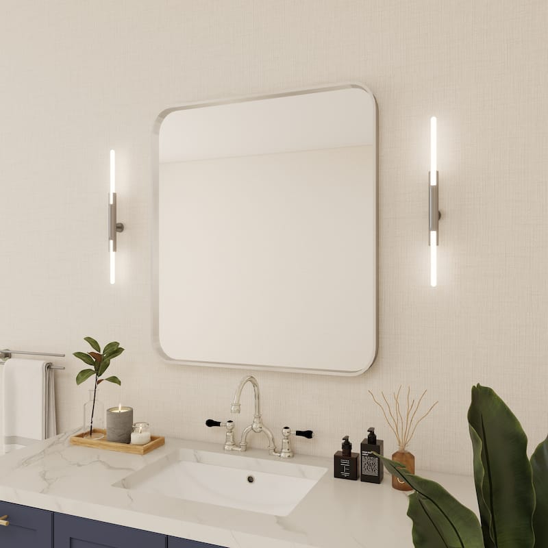 Organnice Rectangular Aluminum Frame Vanity Bathroom Mirror with Clear Glass