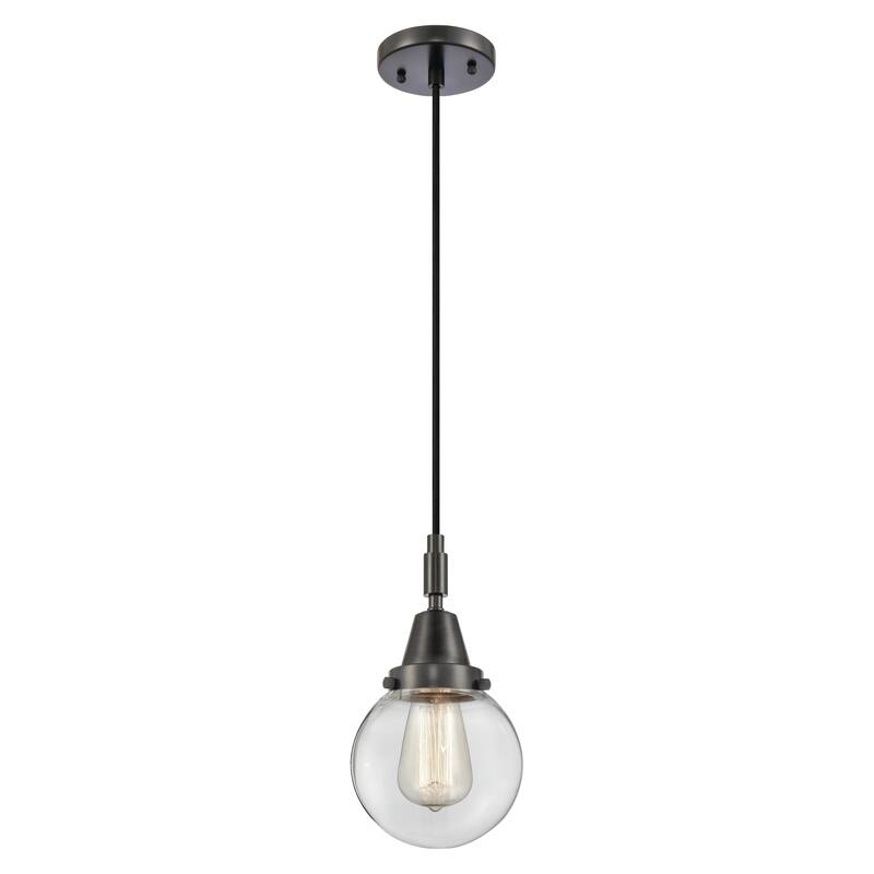 Innovations Lighting Downtown Urban - Caden Beacon - 1 Light 6" Cord Hung Mini Pendant - Clear Shade/Matte Black