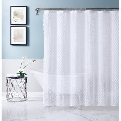 Valeria 3D Puffs Linen Look 70 in. x 72 in. Shower Curtain in White