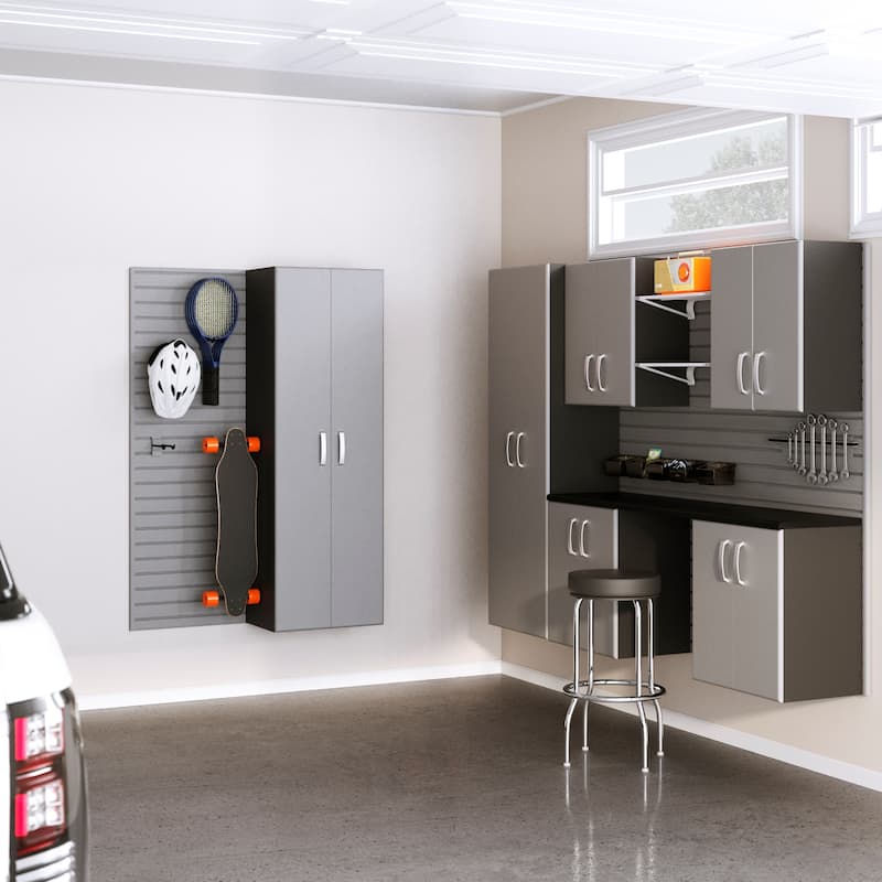 Flow Wall 7 Piece PVC Indoor Cabinet and Shelf Set