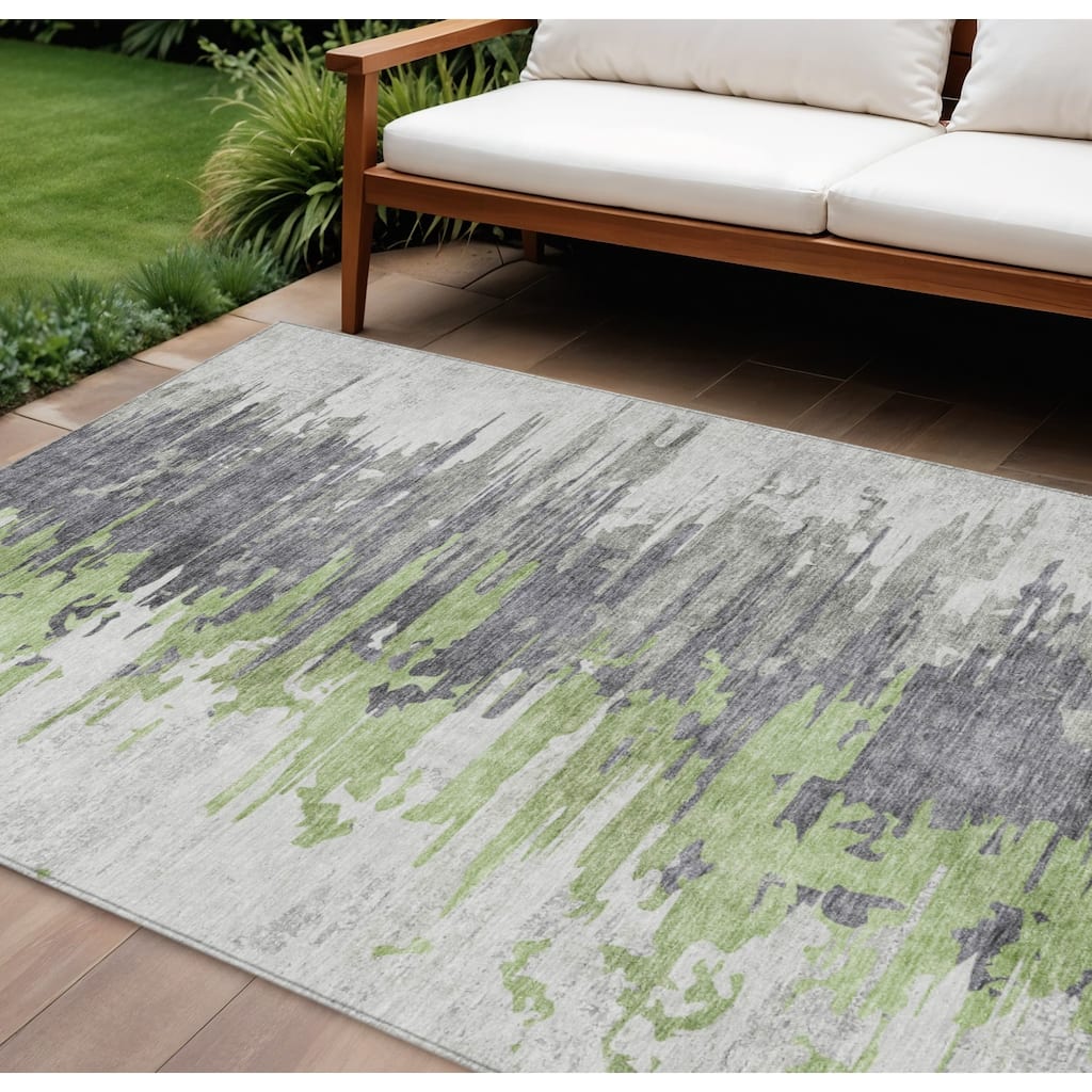 HomeRoots Abstract Transitional Rectangle Outdoor Rug