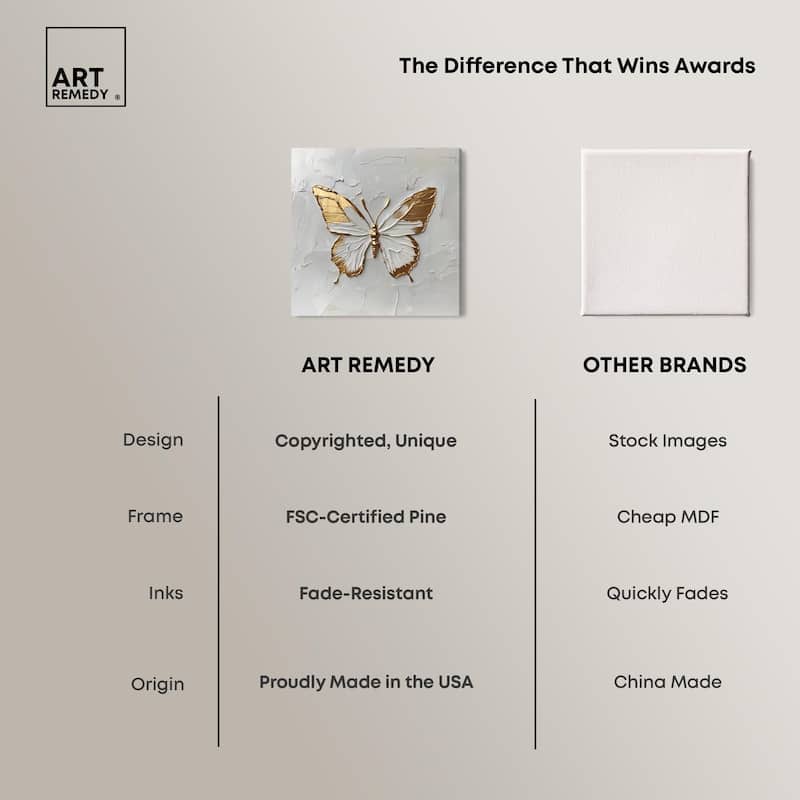 Simple Golden Butterfly Canvas by Art Remedy, Gallery Wrapped