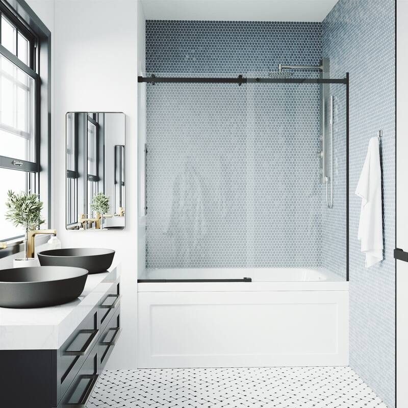 Vigo Luca 57-13/16" High X 60" Wide Sliding Frameless Tub Door with
