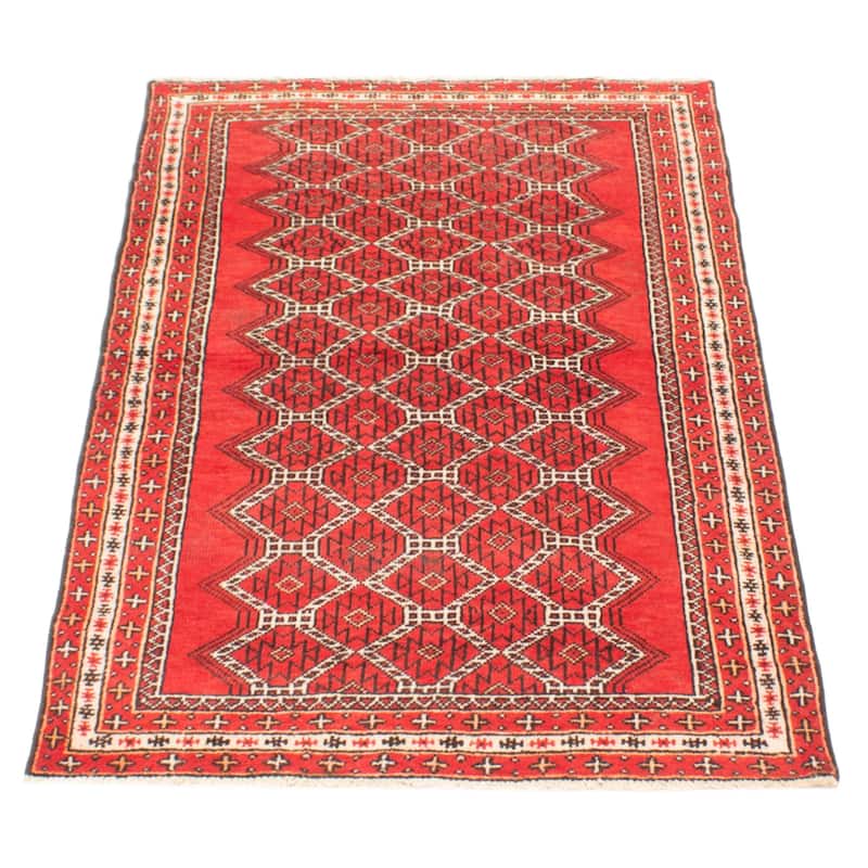 ECARPETGALLERY Hand-knotted Baluch Red Wool Rug - 3'8 x 6'2