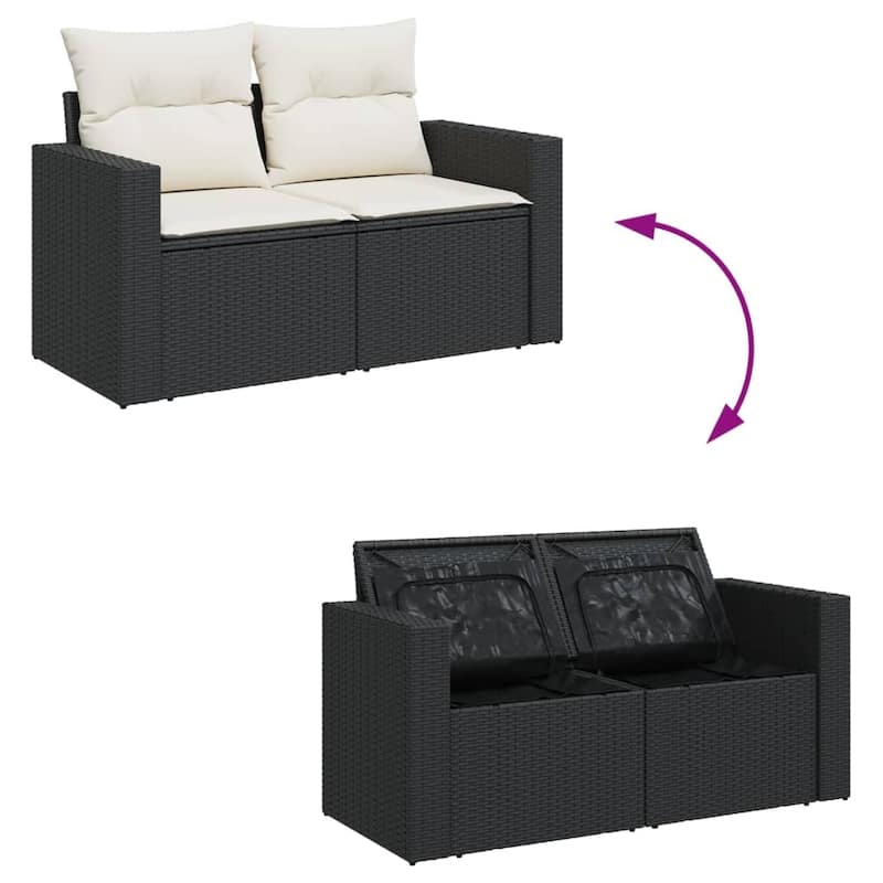 vidaXL Patio Sofa Set with Cushions Outdoor Furniture 11 Piece Poly Rattan