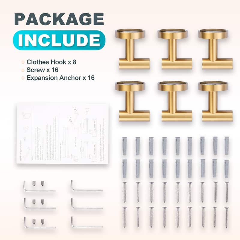 WOWOW Stainless Steel J-Hook Robe/Towel Hook 6-Pack