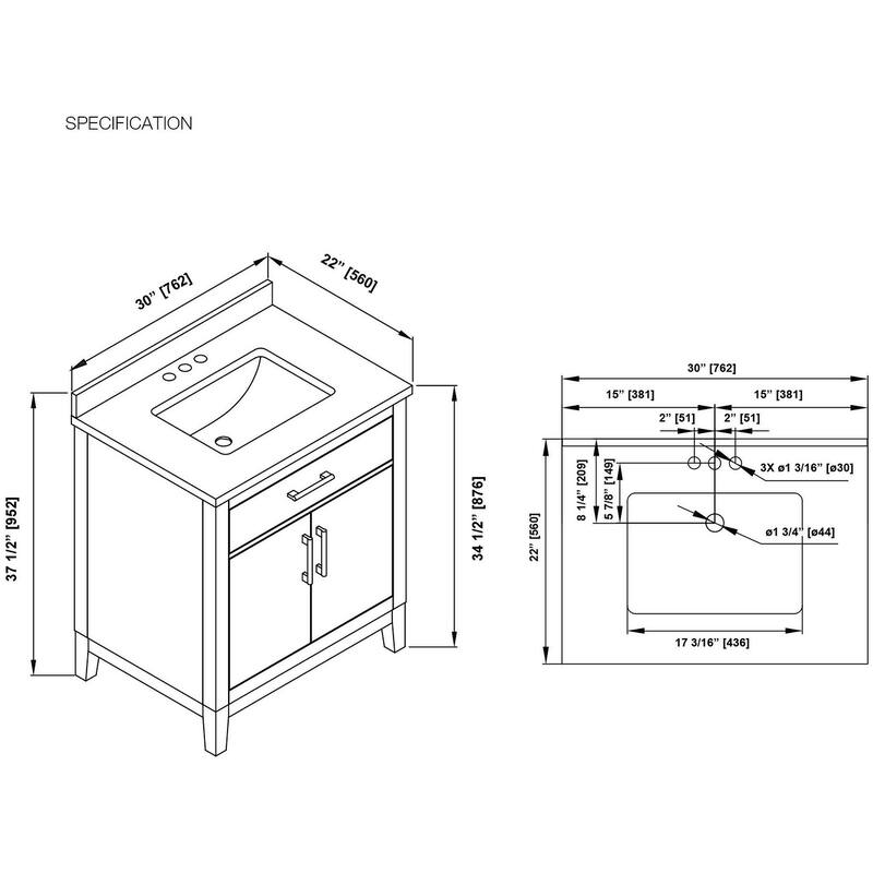 Miseno MV-ALDE30-15VVAR Alder 30" Free Standing Single Basin Vanity