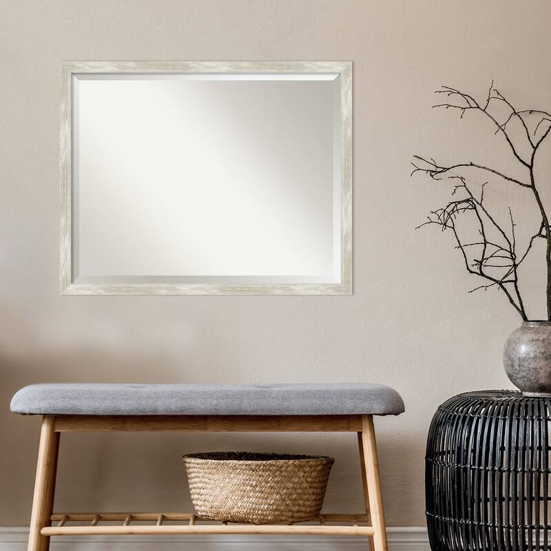 Beveled Wall Mirror - Crackled Metallic Narrow Frame - Crackled Metallic Narrow