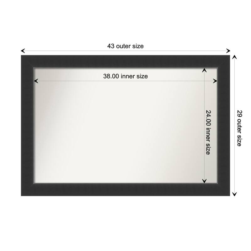 Corvino Black Framed Non-Beveled Custom Wall Mirror, Bathroom Vanity Mirror - Outer Size: 43 x 29
