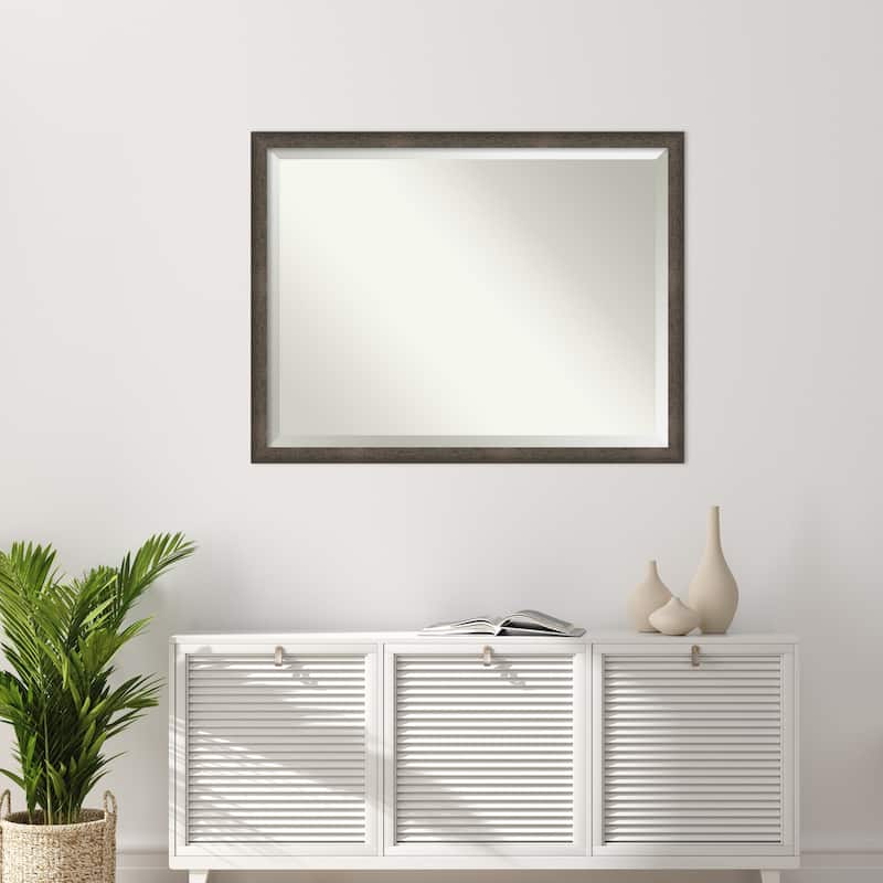 Dappled Narrow Beveled Wood Framed Wall Mirror