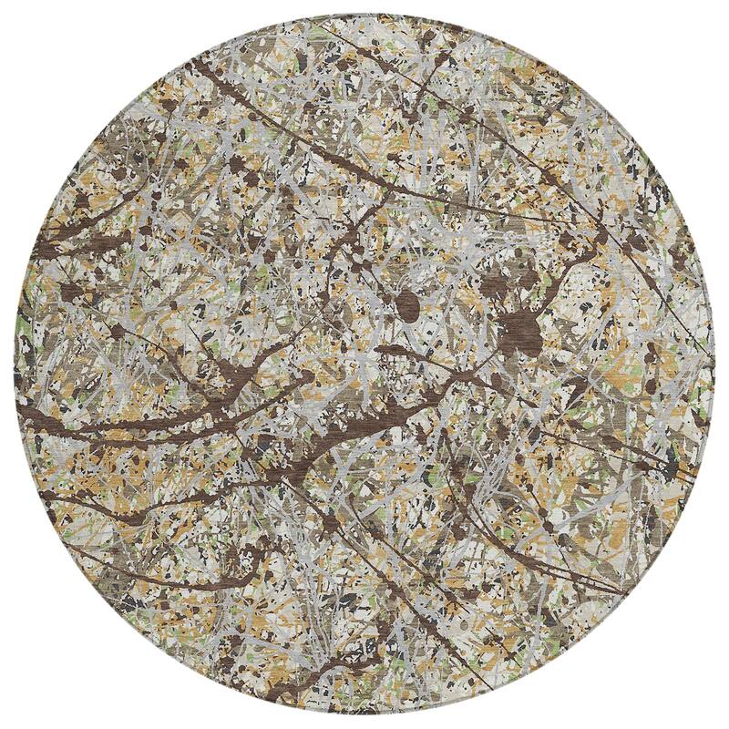 Machine Washable Indoor/ Outdoor Modern Splatter Chantille Rug