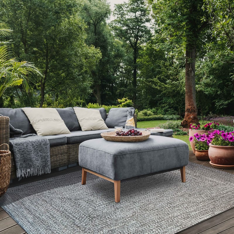 Superior Modern Rustic Bohemian Reversible Multi-Tone Braided Indoor Outdoor Area Rug - 4' X 6' - Slate-White